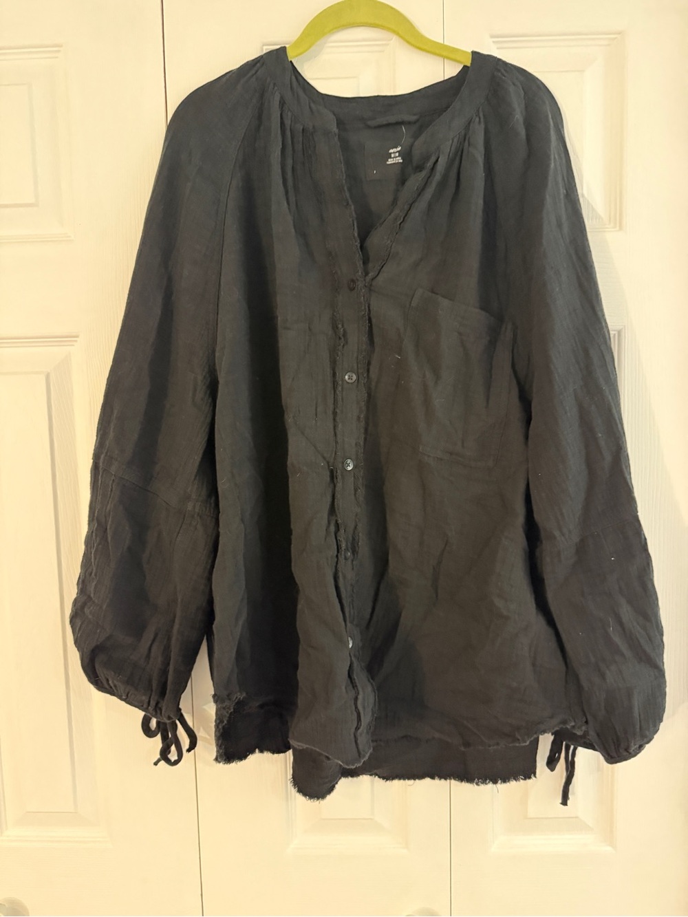 Women's Black Lightweight Button-Front Shirt